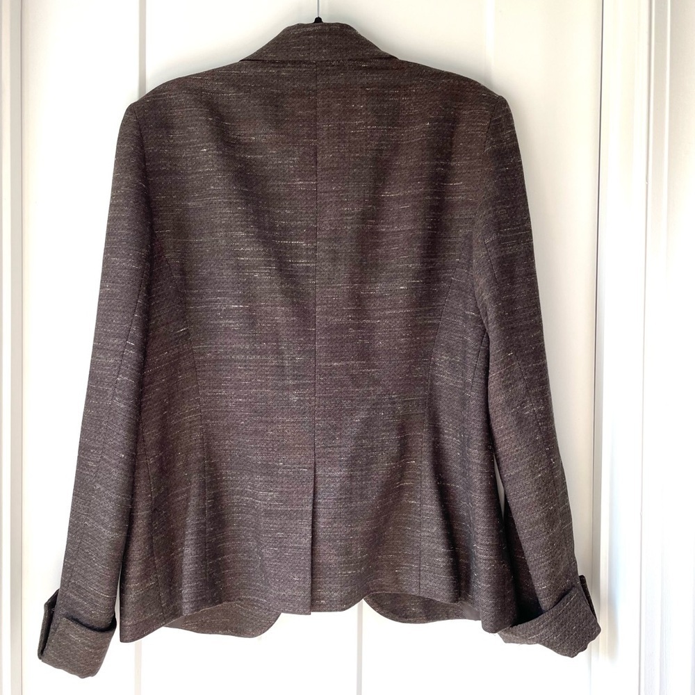 Lafayette 148 Dark Chocolate Wool Blend Minimalist Tailored Blazer - Picture 12 of 12